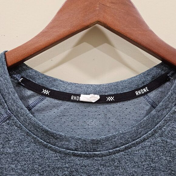Rhone Men's Reign Tech Raglan Short Sleeve T-Shirt Blue Space Dye Relaxed Fit - Picture 3 of 7